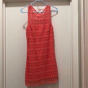 Coral Hollister Crochet Dress